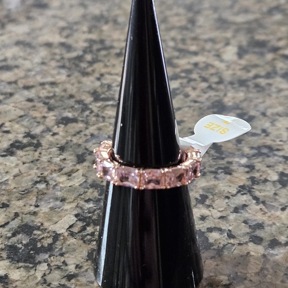Bomb Party RG18929 "Remember To Smile” Rose Quartz Cubic Zirconia Sz 7